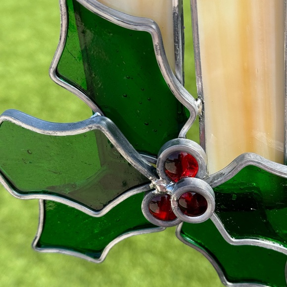 Beautiful Stain Glass Sun Catcher Candles with Holly - Picture 3 of 10